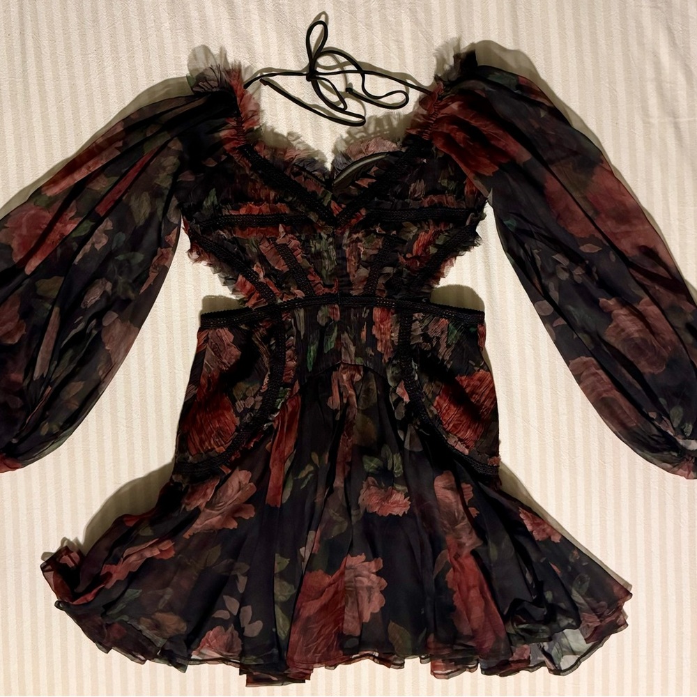 ASOS DESIGNED LONG SLEEVE SHEER CORSET DRESS SZ 8